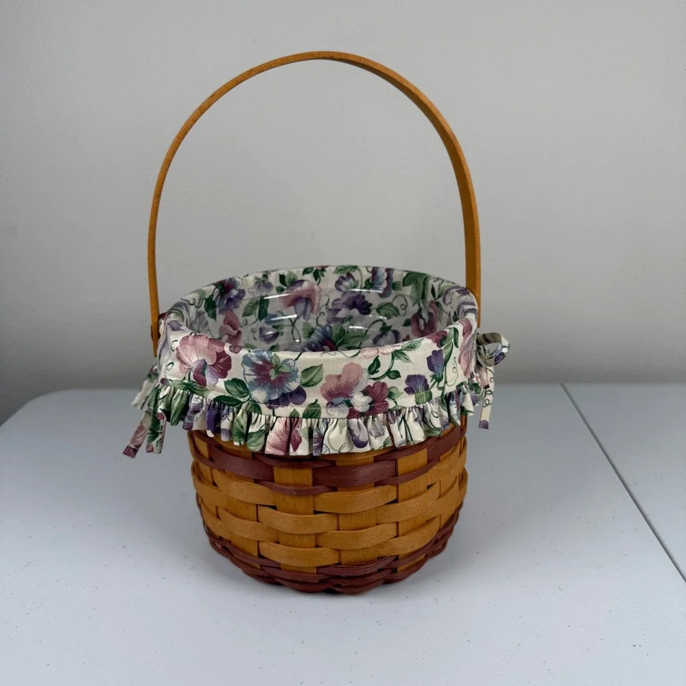 Vintage Longaberger 1996 Sweet Pea Basket Floral Liner Plastic Liner Cottagecore